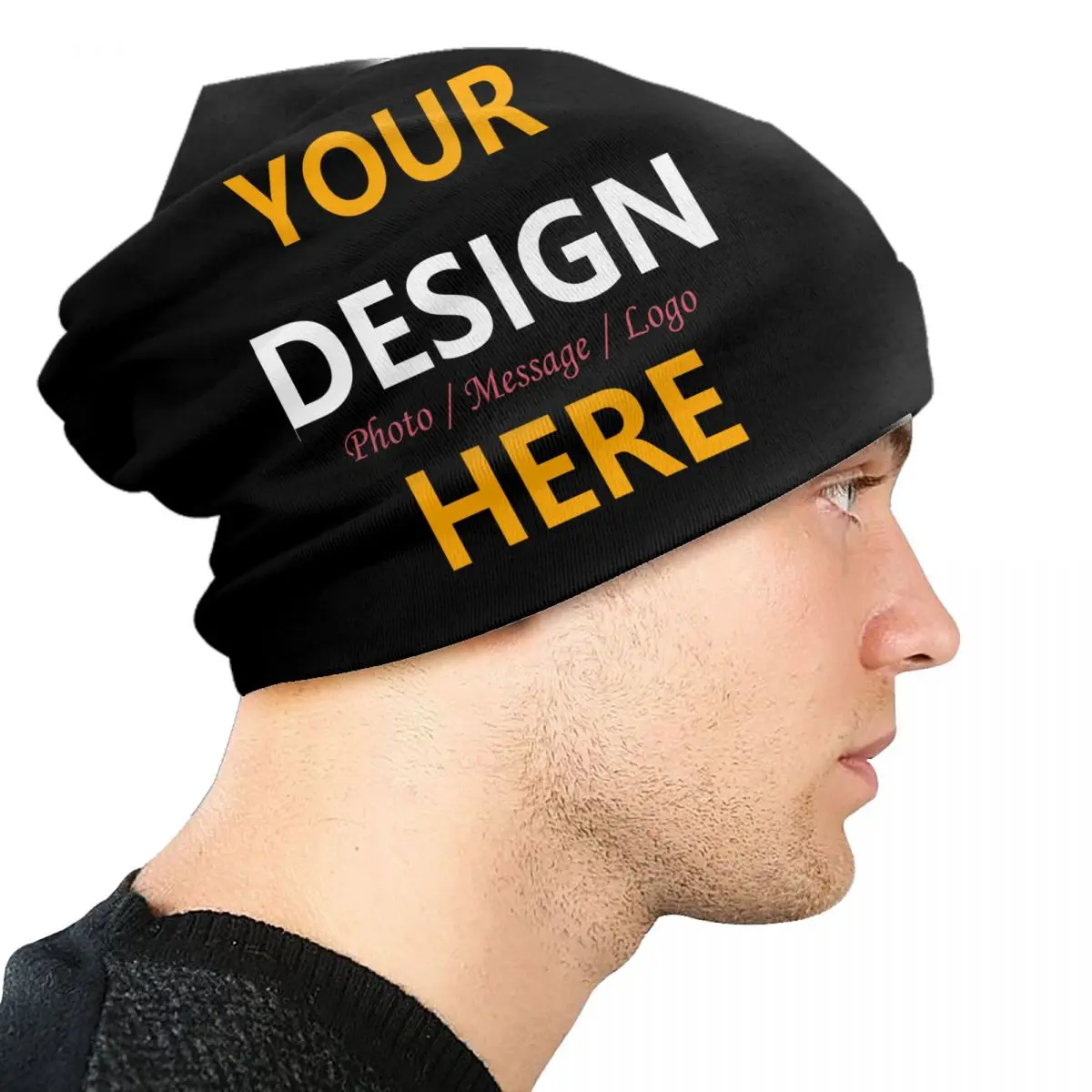 Custom Your Design Here Bonnet Hats Cool Knitting Hat For Winter Warm Personalized Customized Logo Printed Skullies Beanies Caps