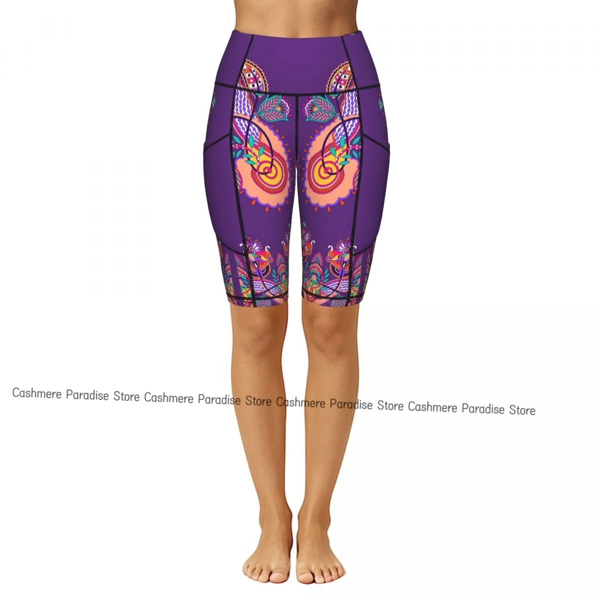 Double Pocket Sports Shorts Women Elastic Slim Luxurious   Shorts Gym Exercise Running High Waist Yoga Fitness Shorts