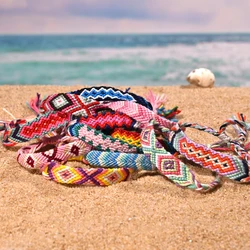 Random Color 10Pcs/Lot Friendship Bracelet for Women Summer Beach Bohemian Handmade Weave Tarnish Free Charm Bracelets for Girl