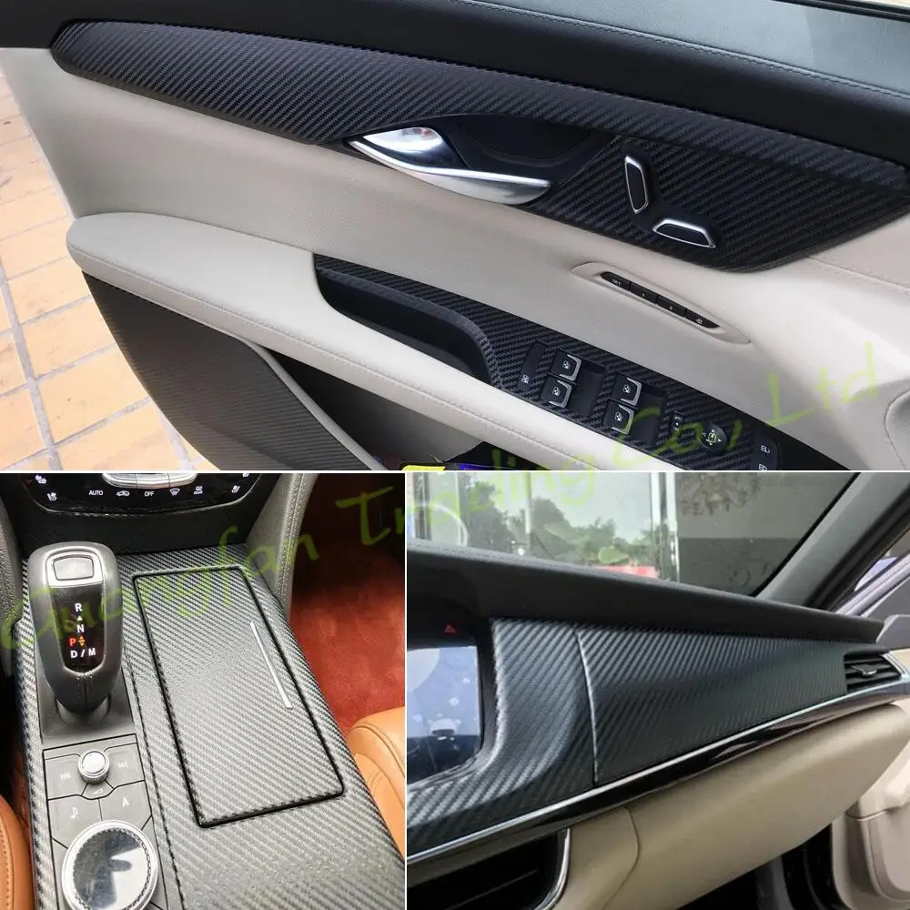 For Cadillac CT6 2016-2020 Interior Central Control Panel Door Handle 3D/5D Carbon Fiber Stickers Decals Car styling Accessorie