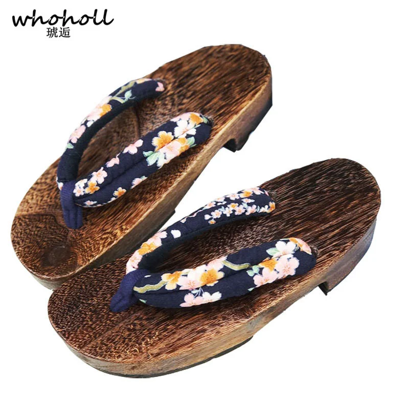 WHOHOLL Geta – sandales d'été pour femmes, costumes de Cosplay, sabots japonais, sandales à semelles compensées, pantoufles en bois, tongs