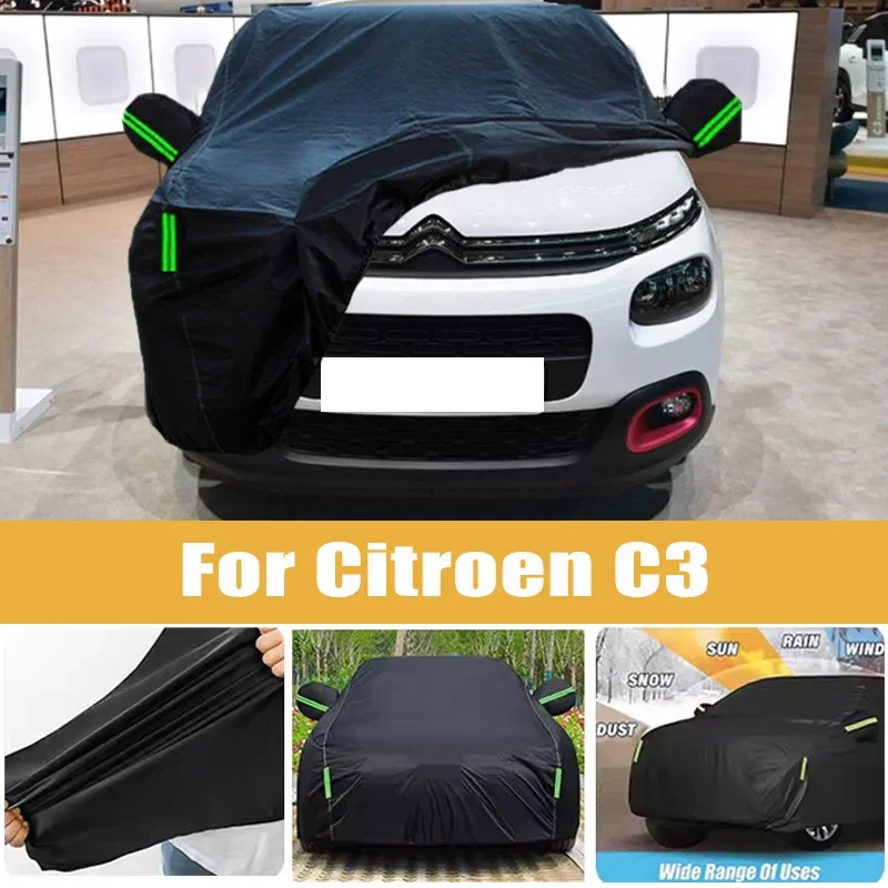 

For Citroen C3 Full Car Cover Four Seasons Outdoor Sun Anti UV Rain Snow Dust Protection Oxford Cloth Accessories