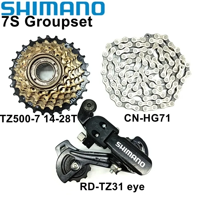 Shimano TZ31 7 Speed Groupset RD-TZ31 Bike Rear Derailleur Eye/ Hook TZ500-7 Cassette 14-28T 14-34T CN-HG71 Bike Chain 112L