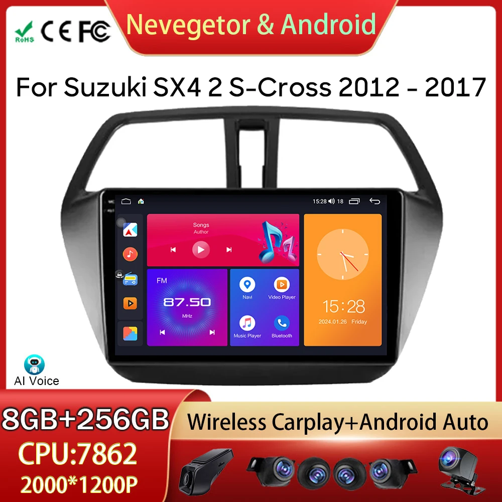 

Car Radio Carplay For Suzuki SX4 2 S-Cross 2012 - 2017 GPS Navigation Multimedia Video Player Android Auto 5G WIFI No 2din DVD