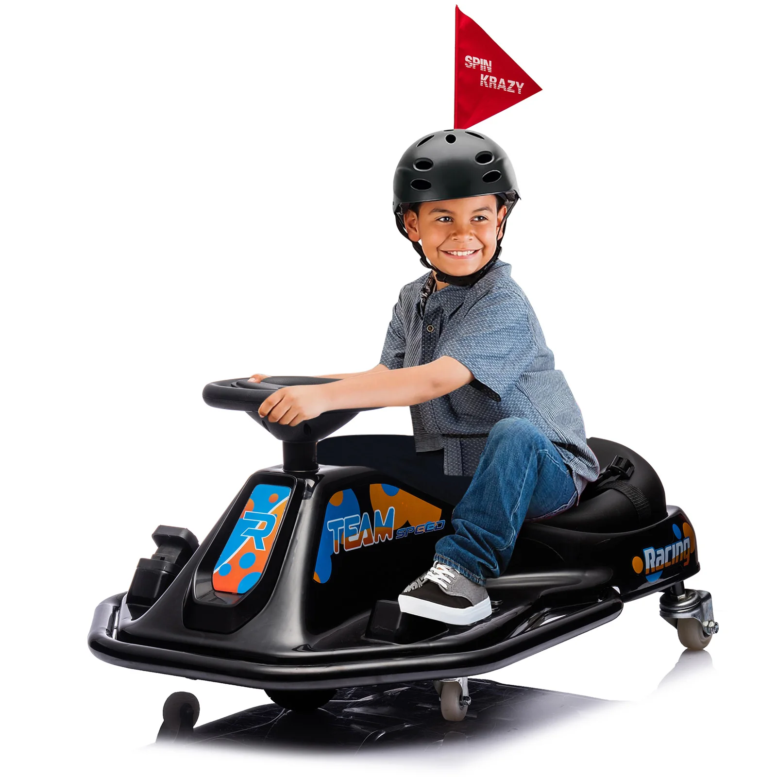 Go Kart électrique à dérive 24 V pour enfants – Jouet élégant pour monter en plein air avec interrupteur haute/basse vitesse 360 °   Amusant rotatif, âgés de 3 à 8 ans