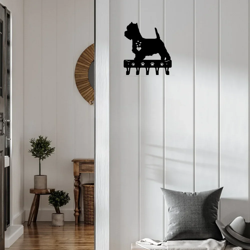 1 Stück West Highland Terrier Westie Hund Schlüsselanhänger Aufhänger Metall Wandkunst Schlüsselaufhänger, Handtuchhalter, Eisenkunst für Heimdekoration