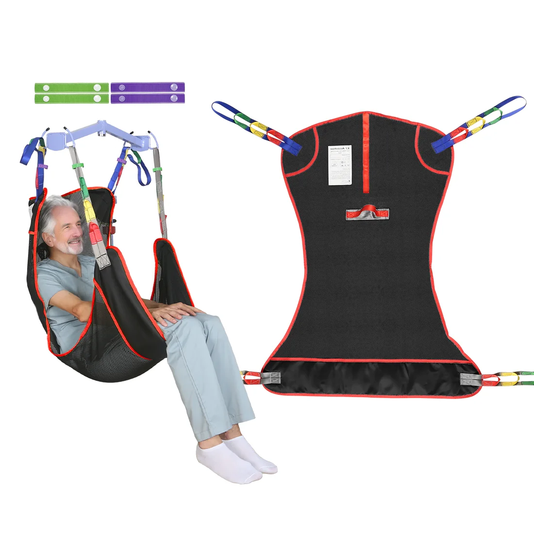 Ehucon Full Body Patient Lift Sling,Breathable Mesh Transfer Sling,Padded Patient Mobility Aid for Bedridden Elderly & Disabled