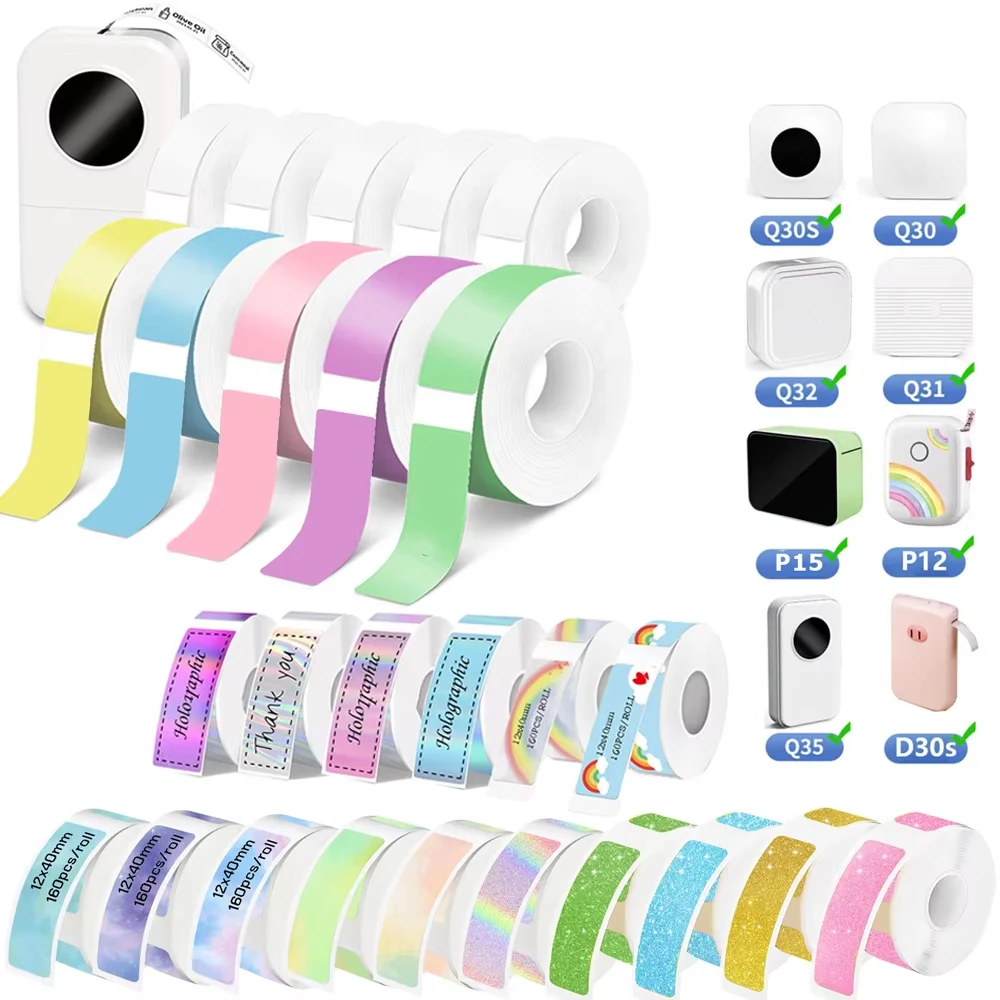 1Roll For Phomemo Q30 D30 D32 D35 Adhesive Label Maker Paper for Marklife P12 P15 P11 L12 DELI Q2 Name Sticker Ticket Tag Note