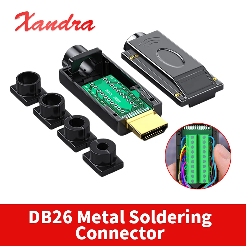 HDMI-compatible Solder-free Plug Connector HDMI-compatible 2.0 Welding Connectors 4K HD Line Repair Terminal DIY Male Adapter