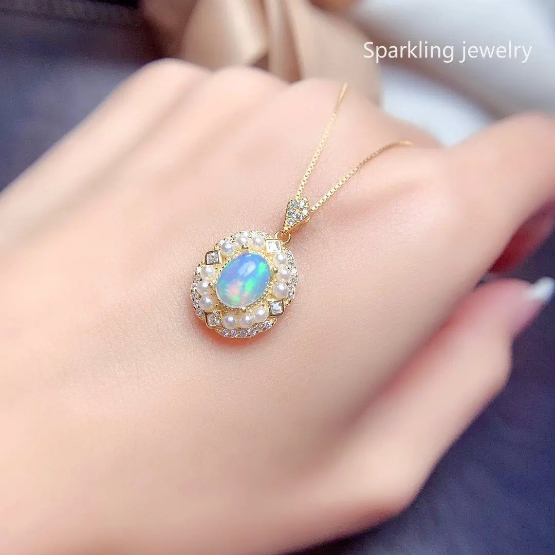 Sparkling Opal Pendant 925 Sterling Silver for women Jewelry Birthday gift beautifully wrapped Gift Certificate