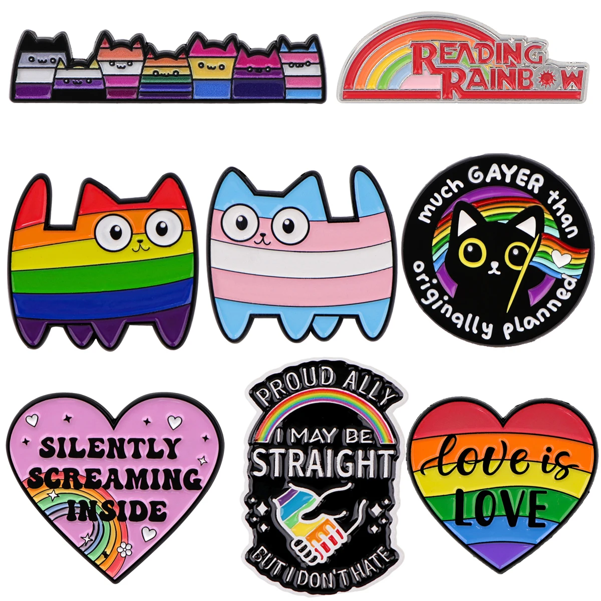 Cute Animal Rainbow Cat Enamel Pin LGBT Gay Brooches for Women Men Lapel Pins Badges on Backpack Gay Accessories Jewelry Gifts