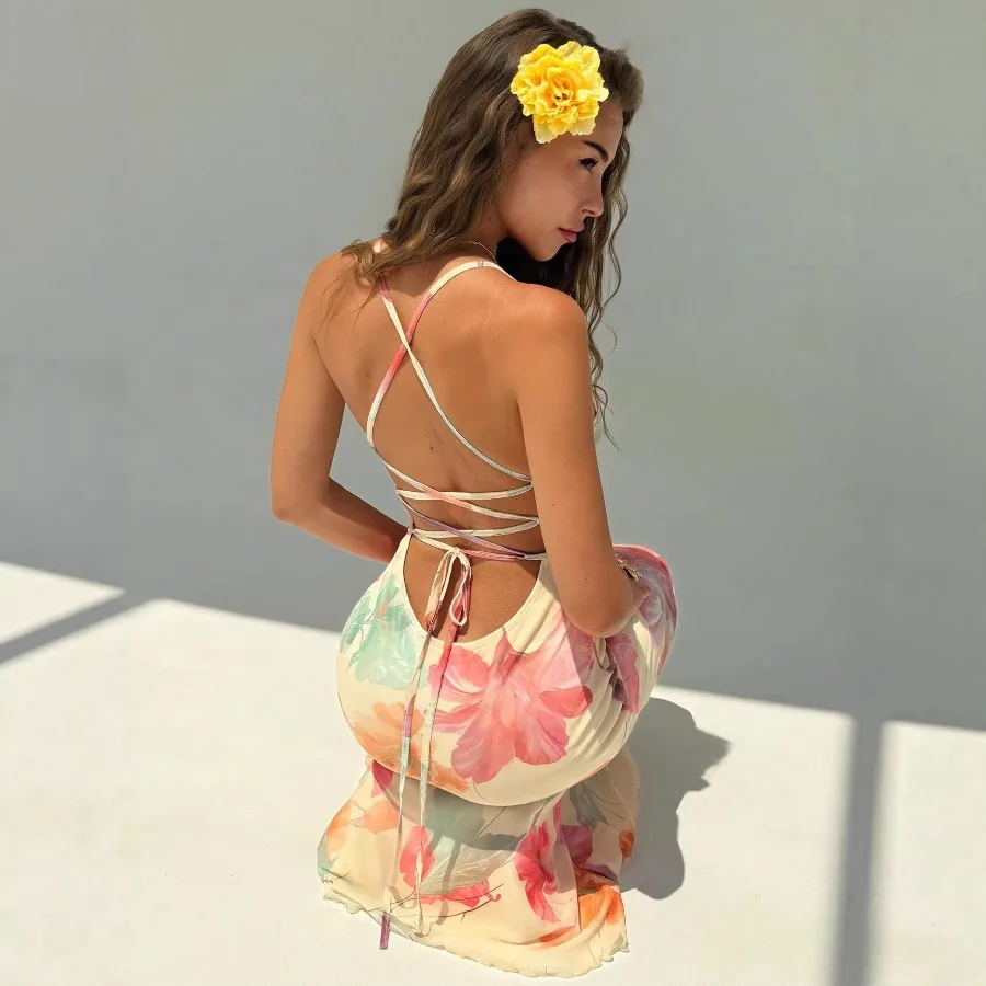 

【Новый стиль】- Хит продаж для европейских и американских женщин: летнее платье нового стиля - кружевное облегающее платье на бретелях.