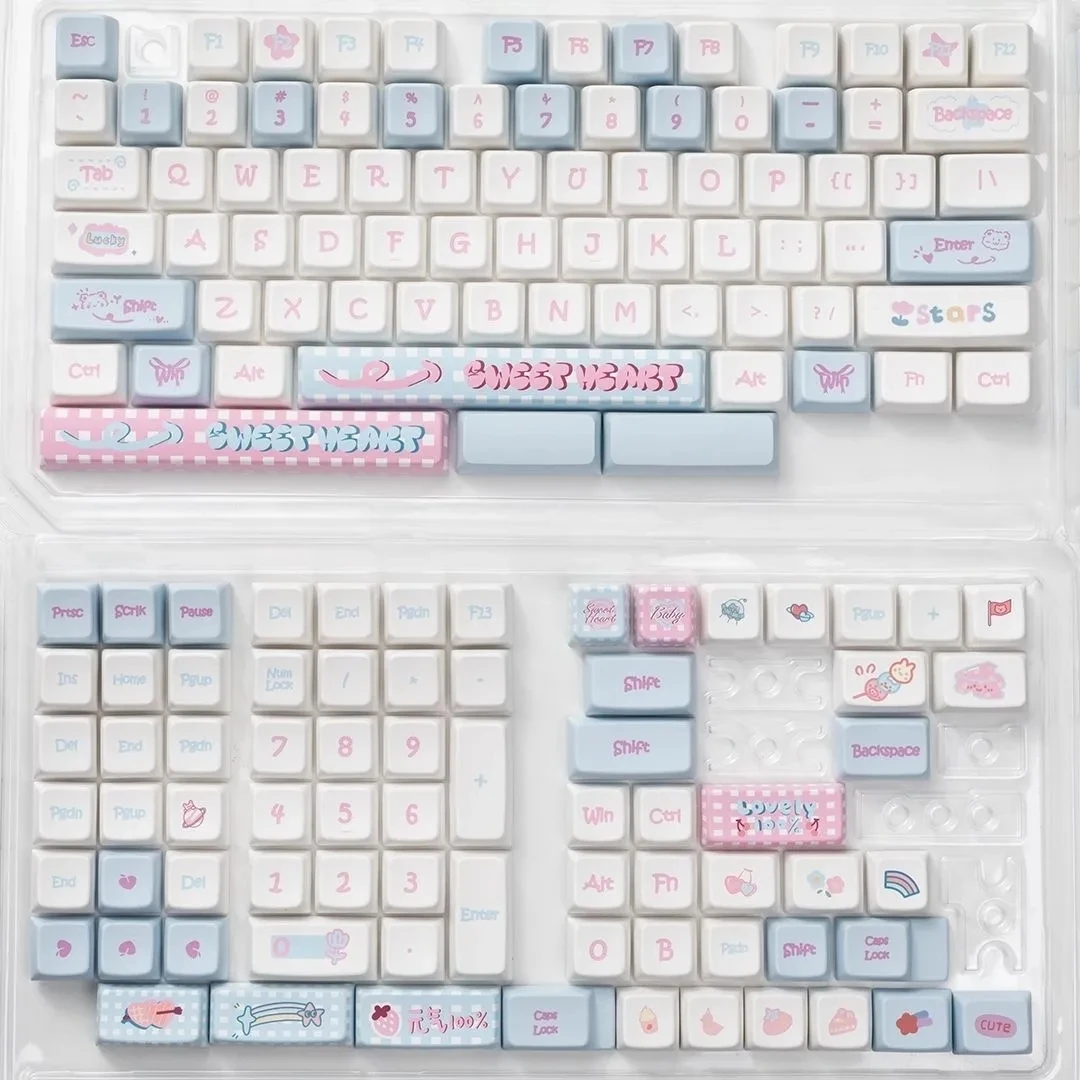 MDA Keycap Cute Candy Pink 141 Keys PBT Height Keycap Diy Creative For 61/87/104/108 Mechanical Keyboard Keycaps