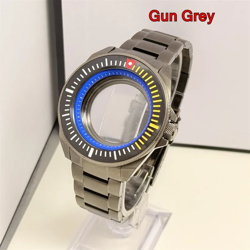 Customized Gun Color King Samurai PROSPEX Series Watch Case And Bracelet Band For 4R35 7S26 NH35 NH36 Movement Men Watch Case