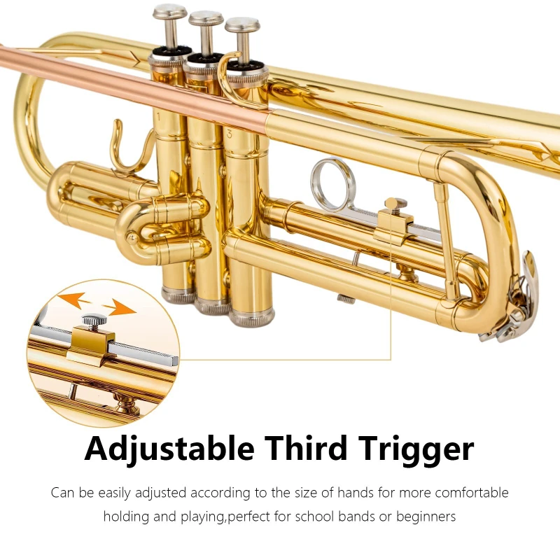 Bb Trumpet Phosphor Bronze Trumpets Professional Children Adults Brass Instruments Beginners Gold Lacquer Wind Instruments