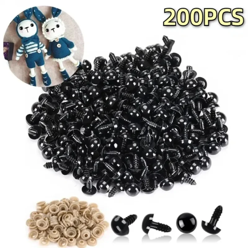 200/50PCS 6-10mm Black Plastic Safety Eyes For Toys Amigurumi Diy Kit Crafts TeddyBear Toy Eye For Doll Decoration Accessories