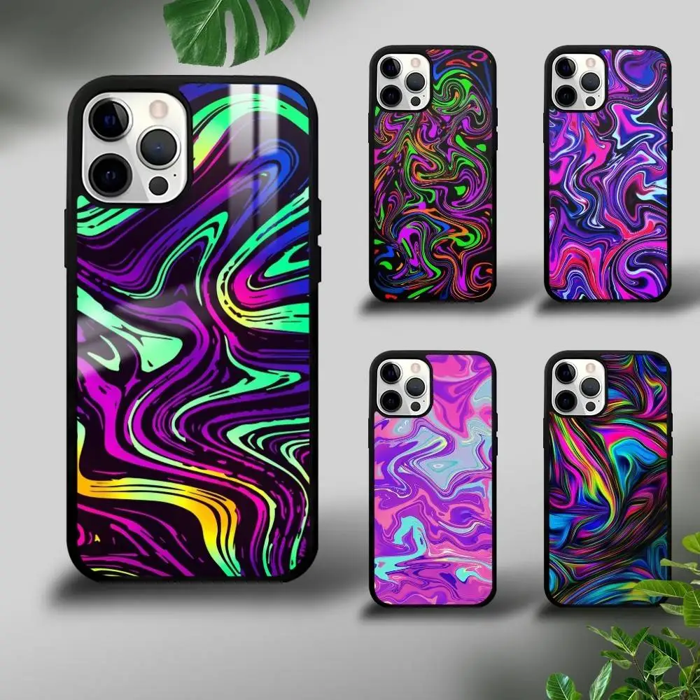 

Fashion Neon Swirls Phone Case For iPhone 16 15 14 13 12 11 Pro Xs Max Mini Plus Celulares Hard Funda