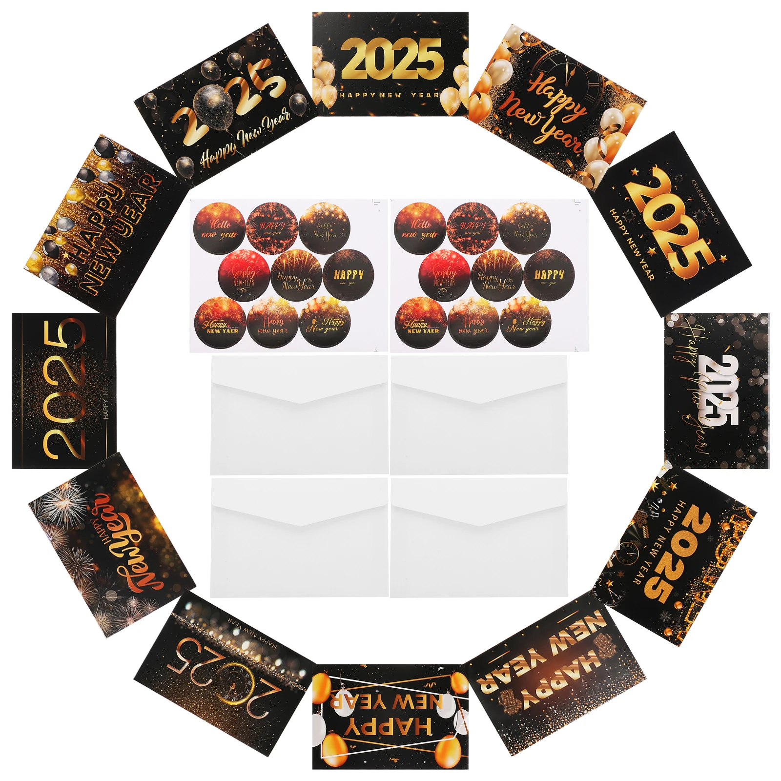 

Greeting Cards for New Year Happy Decorations Kit Setting Props Bulk with Envelopes Mail