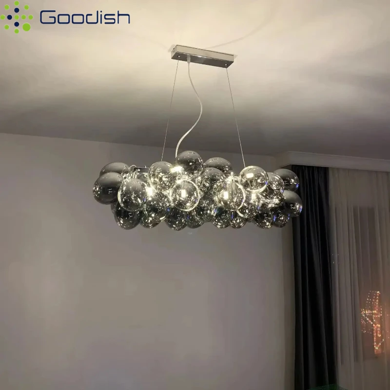 Minimalist Nordic Balloon Bubble Ash Glass grape shaped LED Pendant Light Lustre Lamp for Living Room Home Decoration Chandelier