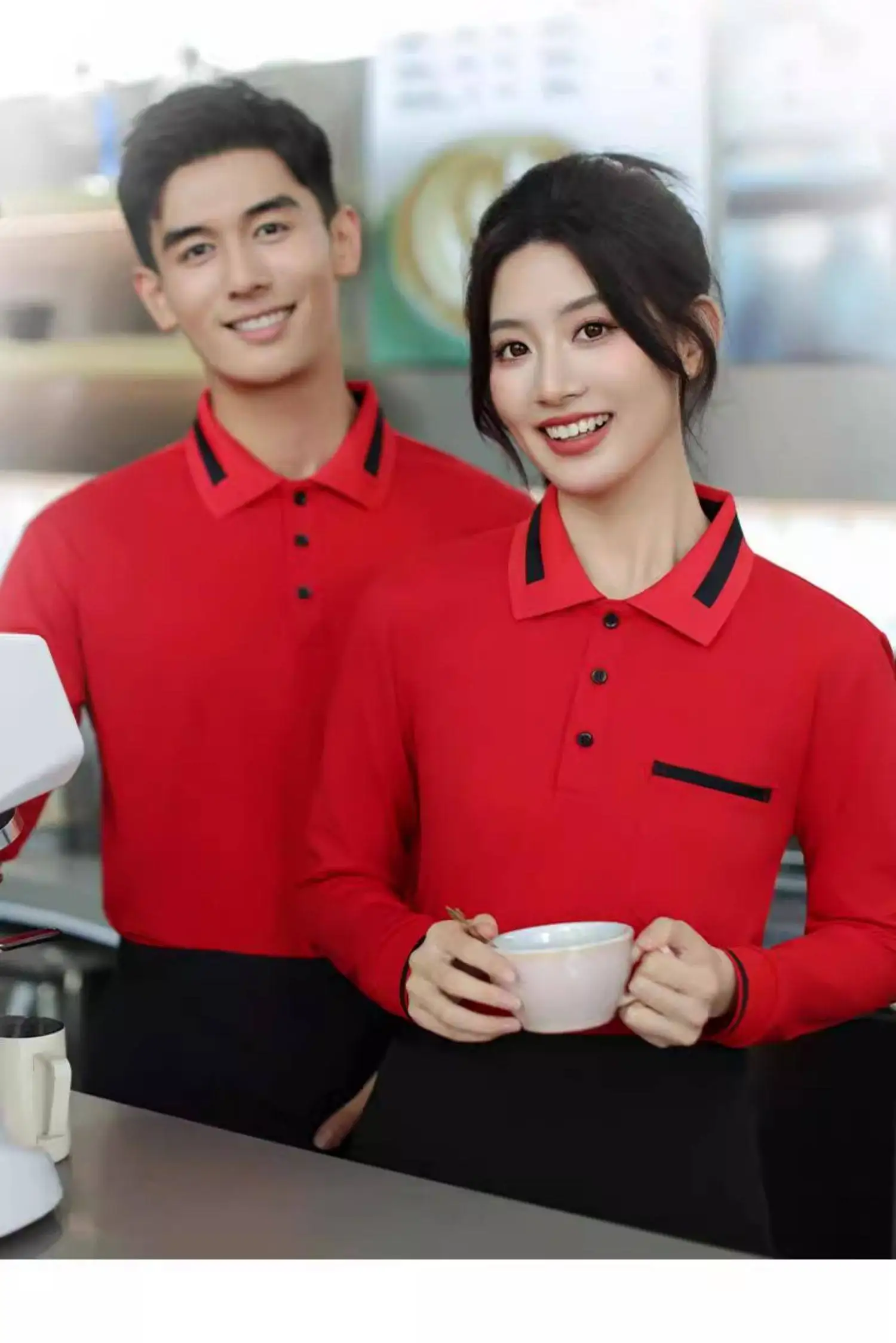 Business Workwear Polo Shirt Custom Logo Dining Catering Culture Group T-Shirt Waiter Hotel Restaurant Coffee Bartender Uniform