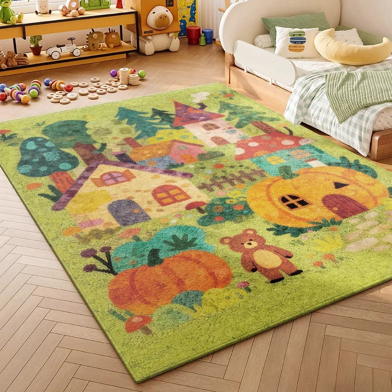 Colorful Cartoon Bedroom Carpet Stylish Korean-Style Living Room Fluffy Plush Rug Cute Modern-Style Home Decor Coffee Table Mats