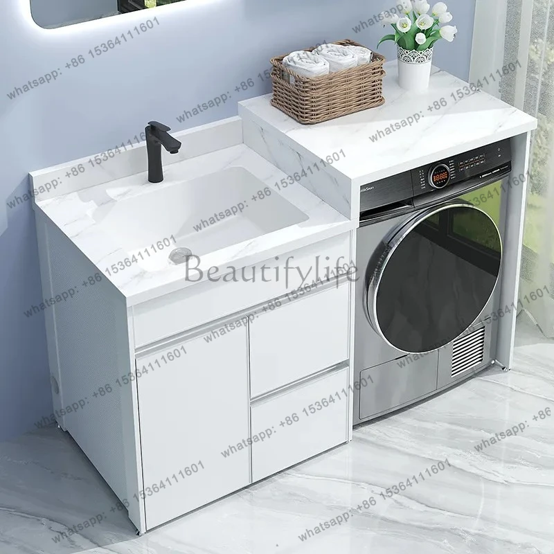 Meuble de rangement intégré en aluminium pour machine à laver, combinaison pour balcon, meuble de rangement pour salle de bain, lavabo