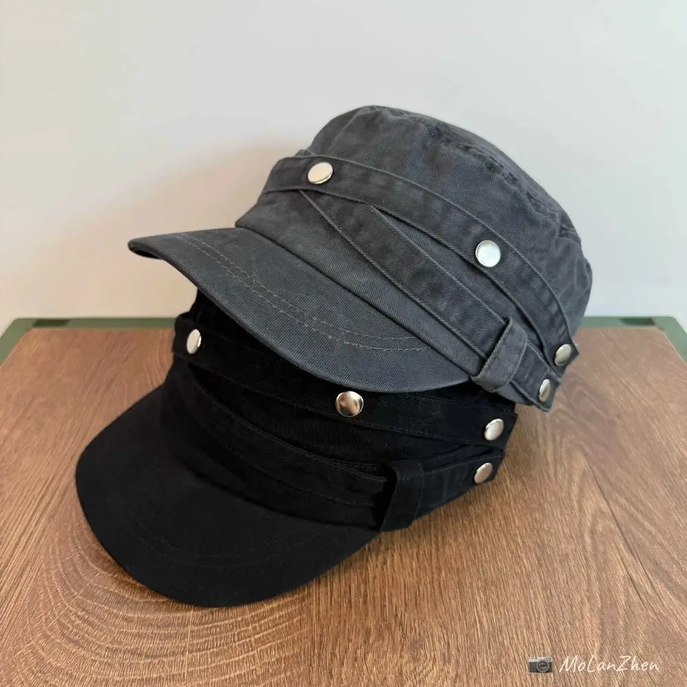 Fashion Cotton Rivet Peaked Cap Y2k Korean Style Equestrian Hat Spice Girls Fashion Retro Baseball Cap Travel 4