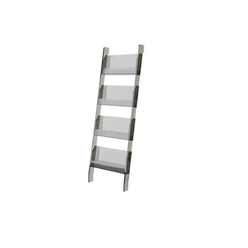 Acrylic bookshelf multi-layer shelf, storage display rack, living room newspaper rack