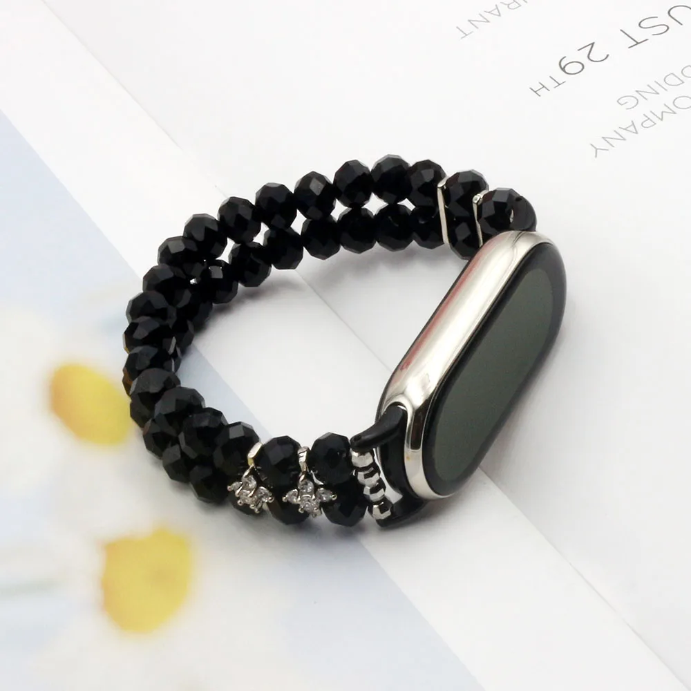 Mi Band 10 Armband für Xiaomi Smart Band 8/9/10 Armband Armband Ersatz mit Bling Kristall Perlen Metall Charms für Frauen