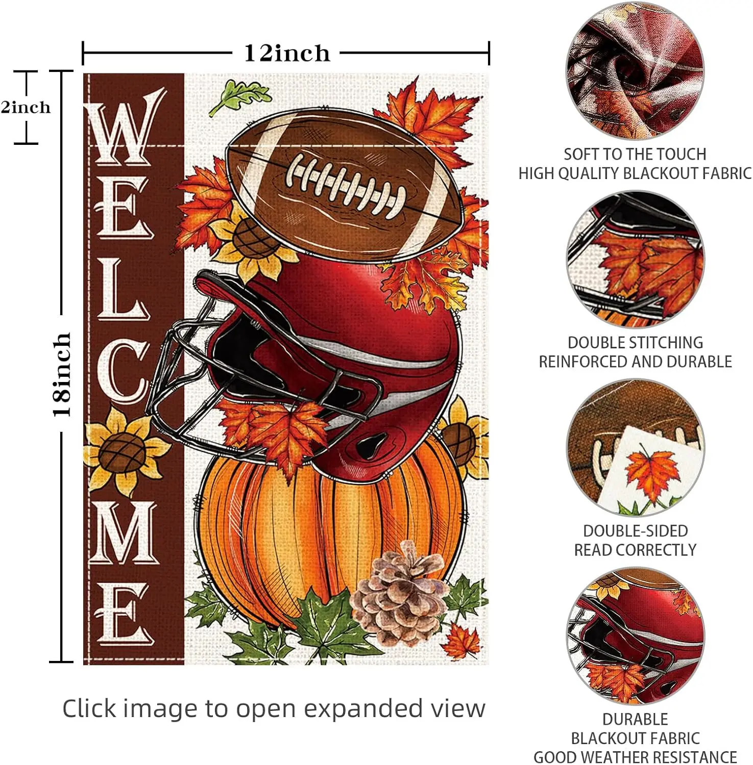 أعلام حديقة الخريف، ديكورات الخريف للمنزل الخارجي، ديكورات الخريف للمنزل، حديقة البيسبول اليقطين لعيد الشكر في الخريف F FFI