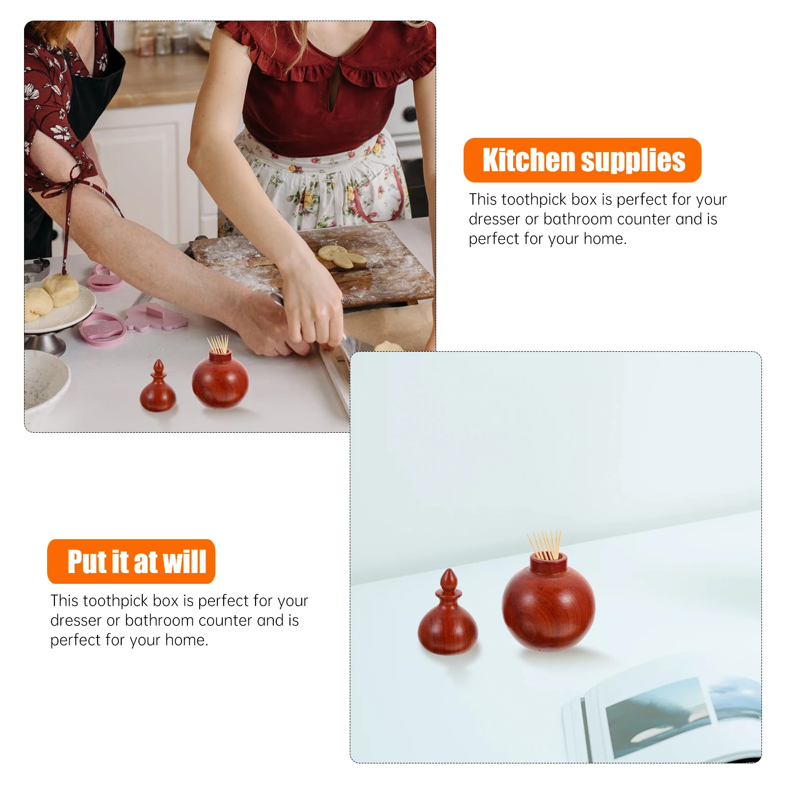 

Automatic Toothpick Holder Pressing Type Box High Quality Stone Decor Kitchen Bathroom Office Travel