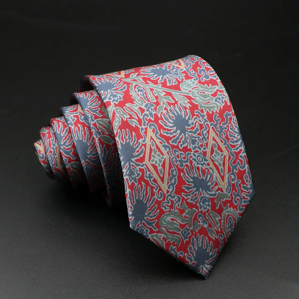 Super Soft Flower Silk Ties Men\'s Fashion 7cm Necktie For Men Wedding Business Meeting Gravata Colorful Novelty Printing Tie