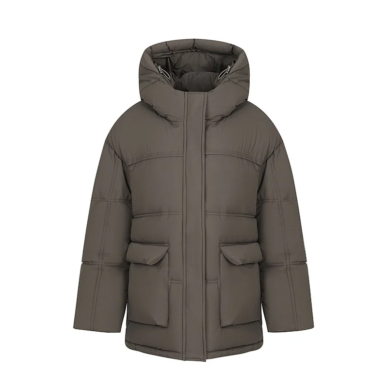 Mid Length Coat Women Parkas Coats Hooded Zipper Jackets Solid Thick Warm Y2k Streetwear Elegant Jacket Casual Autumn Winter