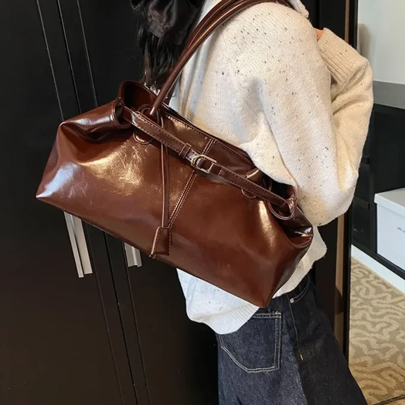 

PU Leather Hobo Handbag Slouchy Shoulder Bag Retro Top Handle Bag Large Work Bags for Women Work Shopping Travel