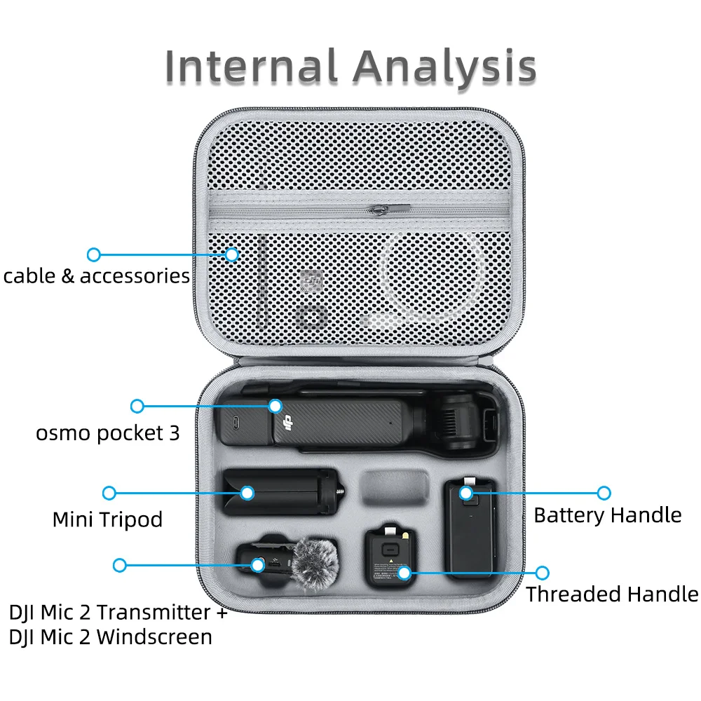 

Универсальная сумка-кейс для DJI OSMO Pocket 3, многофункциональный ударопрочный чехол из ПУ, портативный футляр для переноски, аксессуары