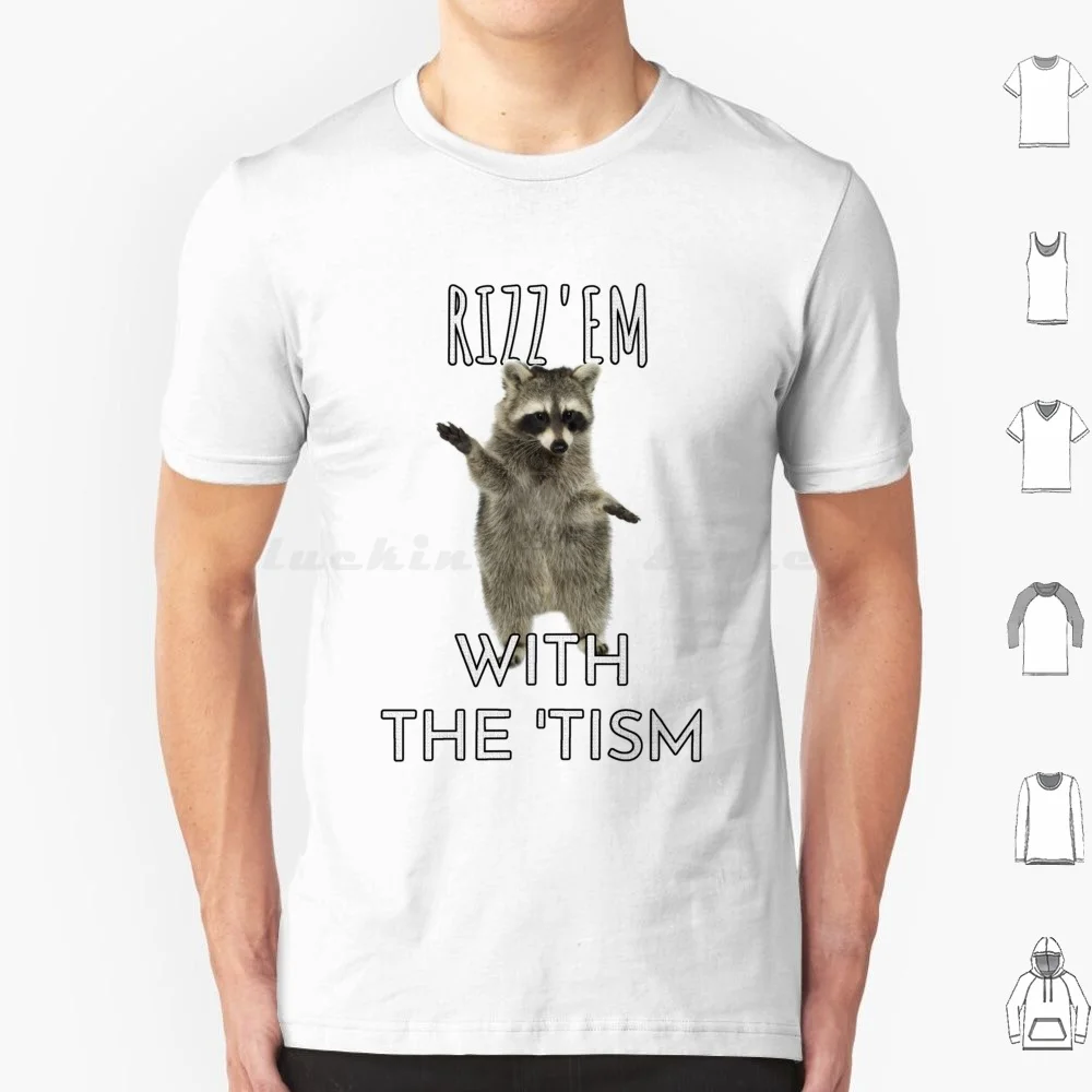 Rizz Em With The Tism T Men's Classic Tee , Be In Awe Of My Tism Shirt , Be In Awe Of My 'tism Png Svg , Cowboy Racoon ,