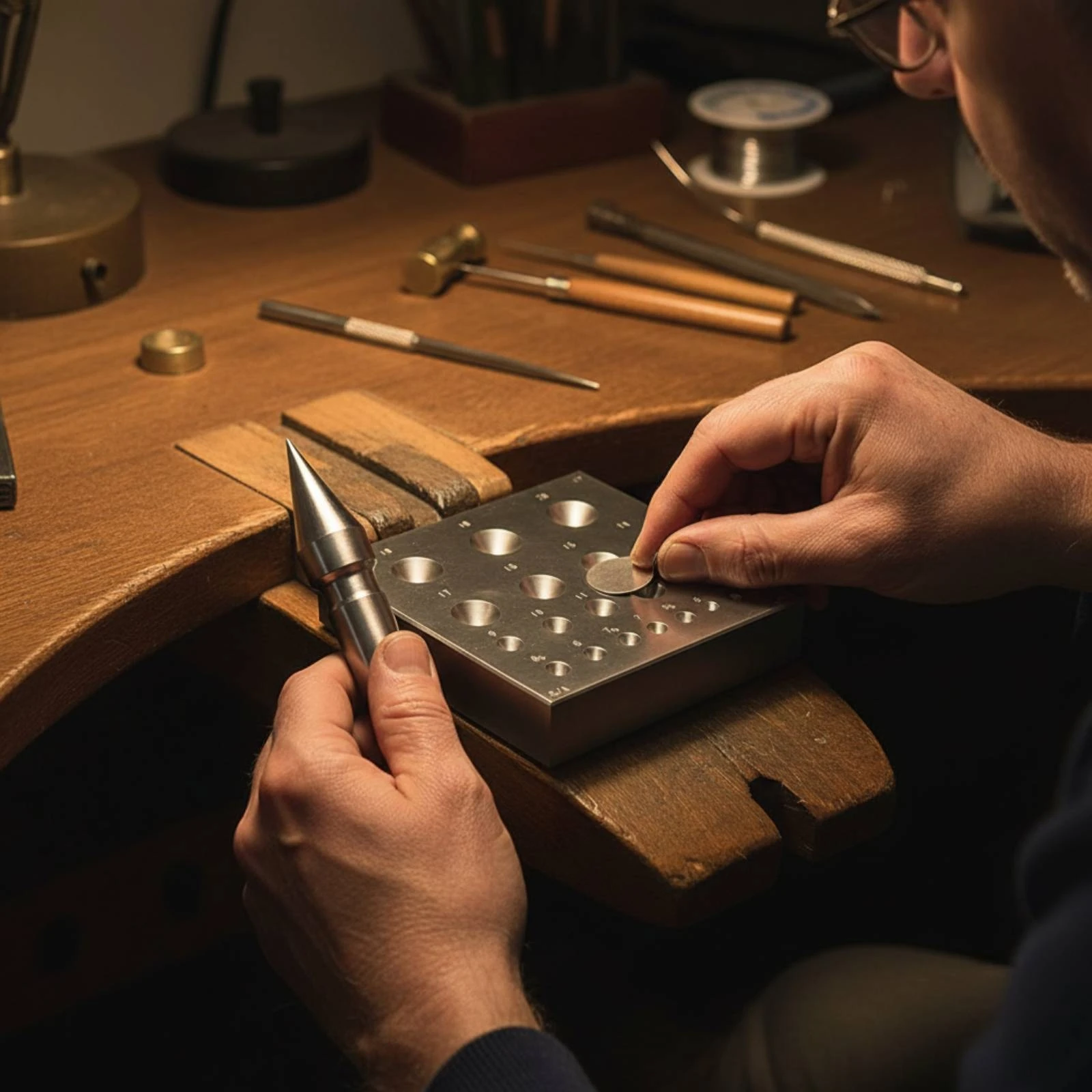 Jewelry Forming Die Set Easy to Use Metal Forming Block Set Multiple Size Holes High Hardness for Goldsmiths