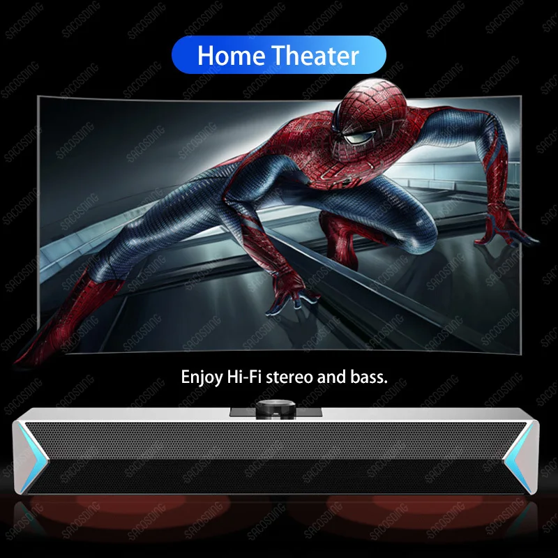 مكبر صوت لاسلكي بلوتوث للكمبيوتر الشخصي ، شريط صوت التلفزيون ، مكبرات صوت الكمبيوتر ، USB AUX ، ، نظام المسرح المنزلي ، ستيريو LED ، صوت محيطي ، سلكي