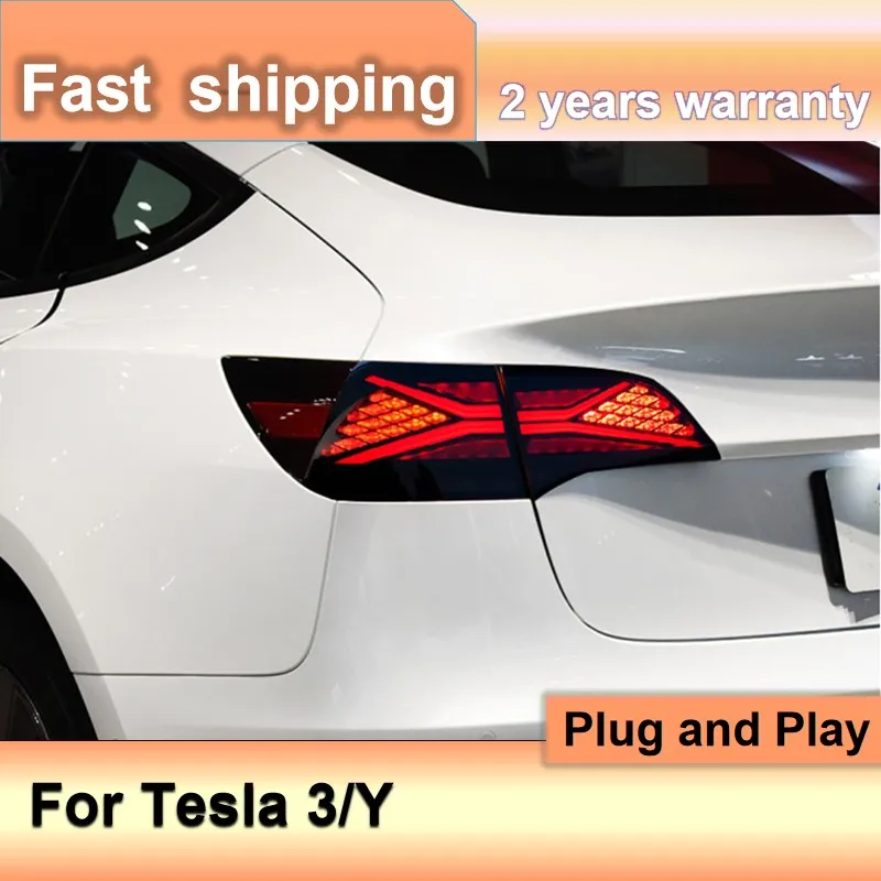 Car Accessories for Tesla Model 3 Taillight 2017-2022 Tesla Model Y Tail Light Rear Lamp DRL+Brake+Park+Dynamic Turn Signal