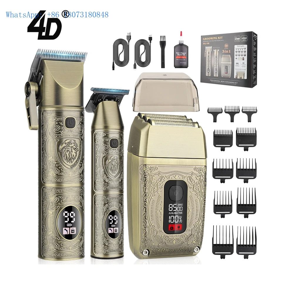 

All Metal Body Rechargeable Grooming Kit Trimmer Professional Hair Clippers Comb Set Hair Clipper Trimmer Set