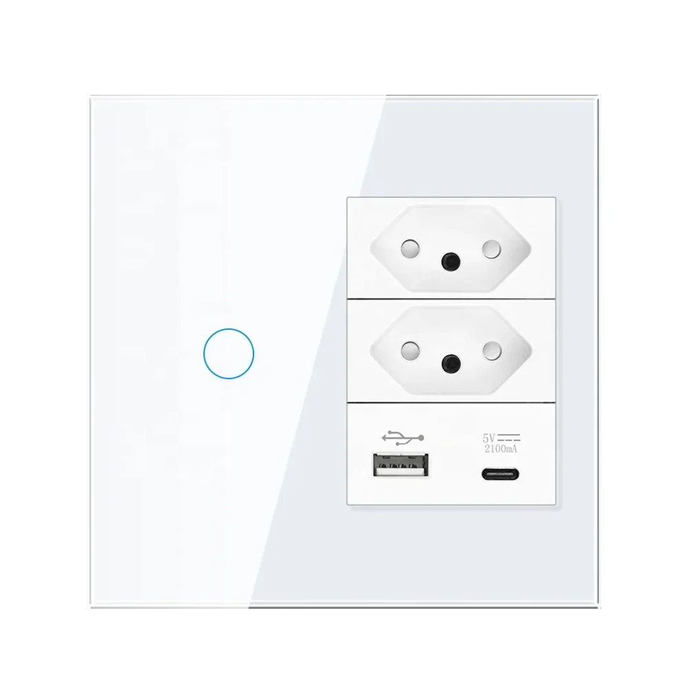 Interruptor Inteligente Wifi Glass Buttons Home Wall Power Electric Socket Light Tuya Smart Switch