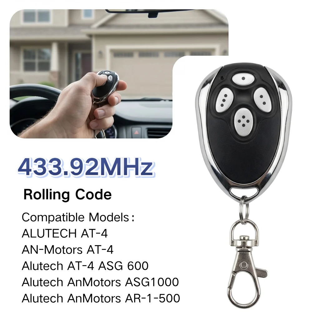 Replace Alutech AT-4 AR-1-500 AN-Motors ASG1000 AN Motors AT 4 Garage Gate Door Remote Control 433MHz Rolling Code