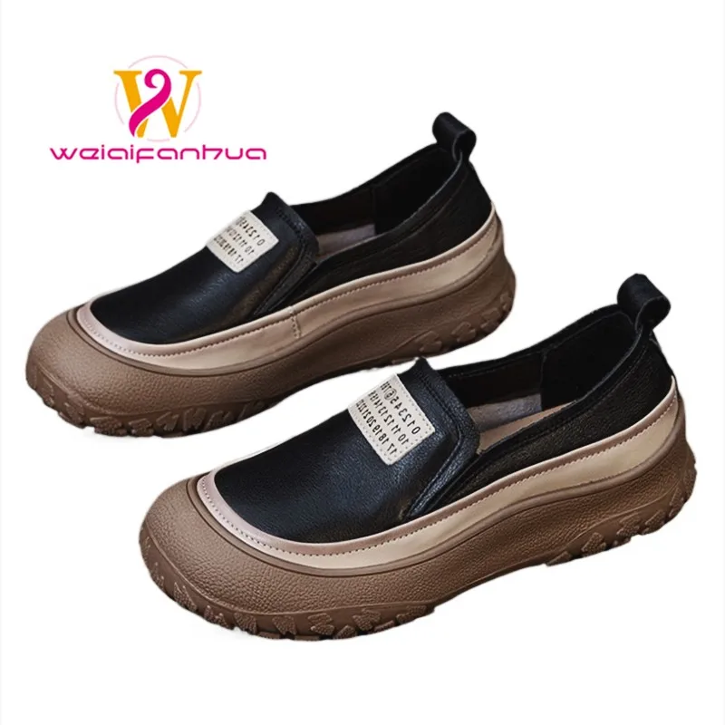 

Women's Shoes 2026 New Top Layer Cowhide Women's Single Shoes, Anti-slip Loafers, Women's Thick-soled Shoes Luxury Shoes