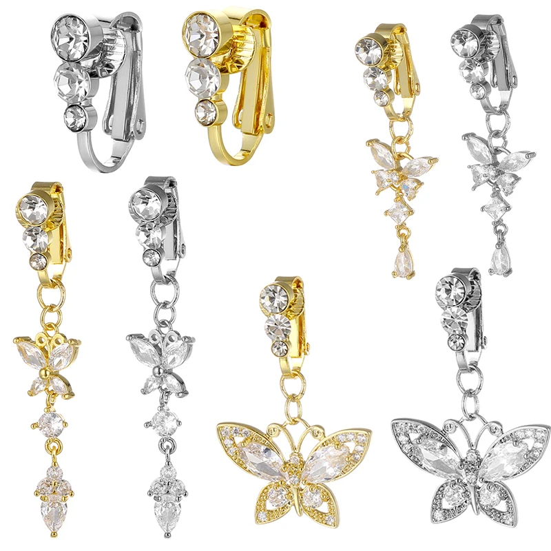 

Faux Fake Belly Ring Butterfly Fake Belly Piercing Clip on Umbilical Navel Belly Button Cartilage Clip on Earrings Body Jewelry