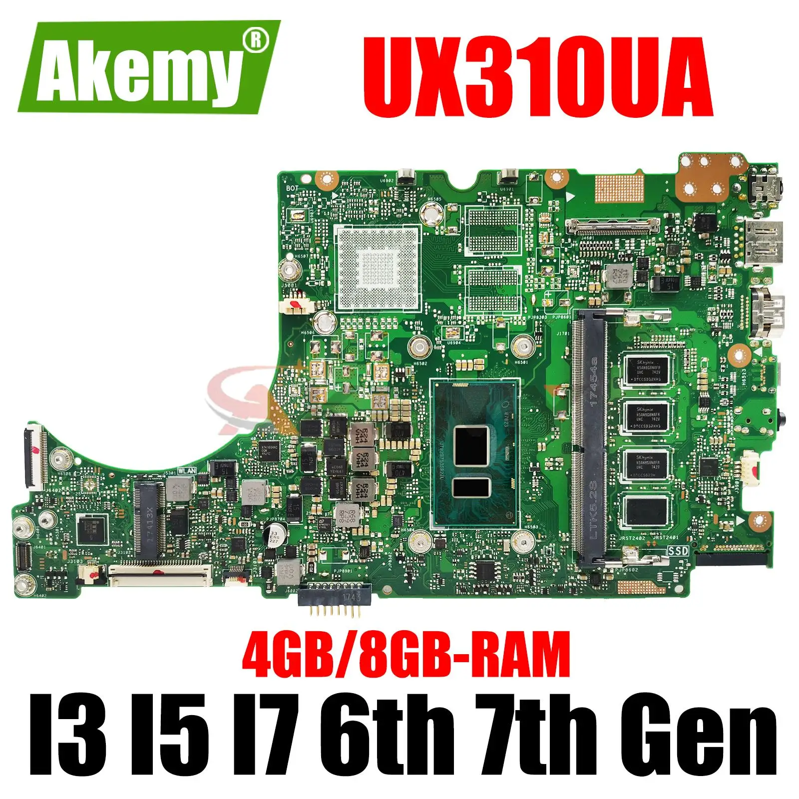 

I3 I5 I7 CPU 4G/8G-RAM Материнская плата ASUS UX310UV UX310UA RX310U UX310UQK/UAK U3000 UX410U RX410U UX410UA/UAK материнская плата для ноутбука