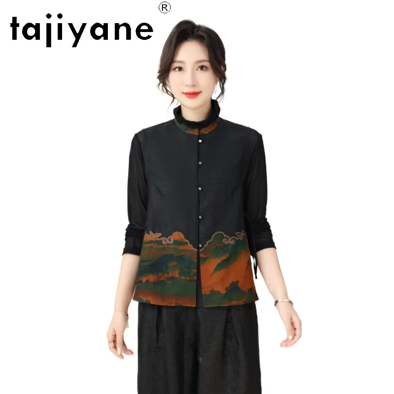 TAJIYANE 100% Real Mulberry Silk Tanks Top Women Xiangyun Sha Fashion Ladies Tops Elegant Summer Vest Woman Clothes 2026 одежда