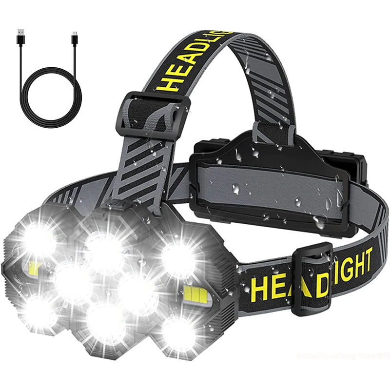 Super Powerful Headlamp Rechargeable Head Flashlight High Power Head Lamps Waterproof Ourdoor Light 18650 Head Torch for Hiking