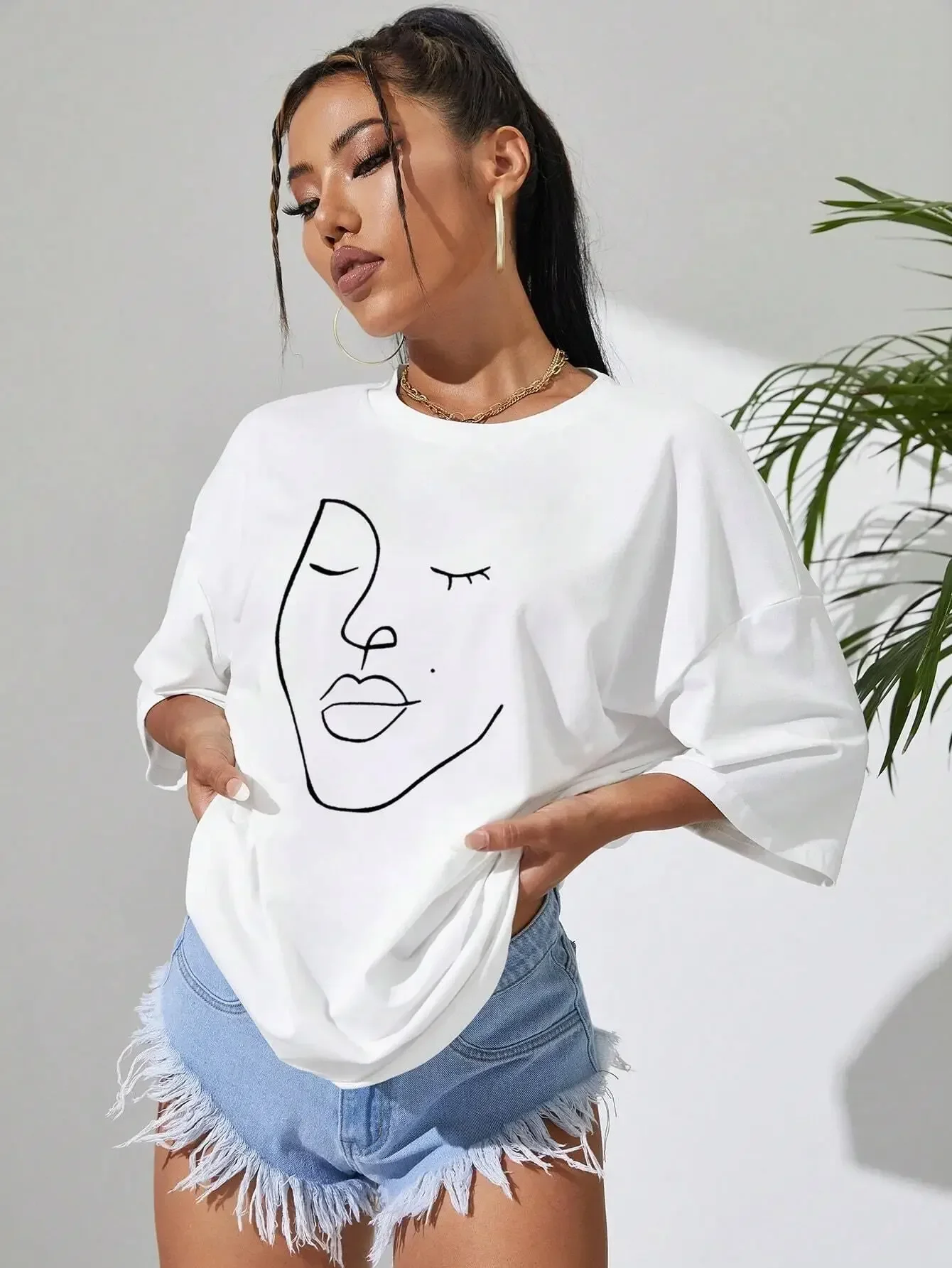 ใหม่เสื้อยืดผู้หญิงขนาดบวกพิมพ์ลำลองหลวมแฟชั่นเสื้อยืดแขนสั้น,นุ่มสบายและระบายอากาศ,กีฬากลางแจ้ง