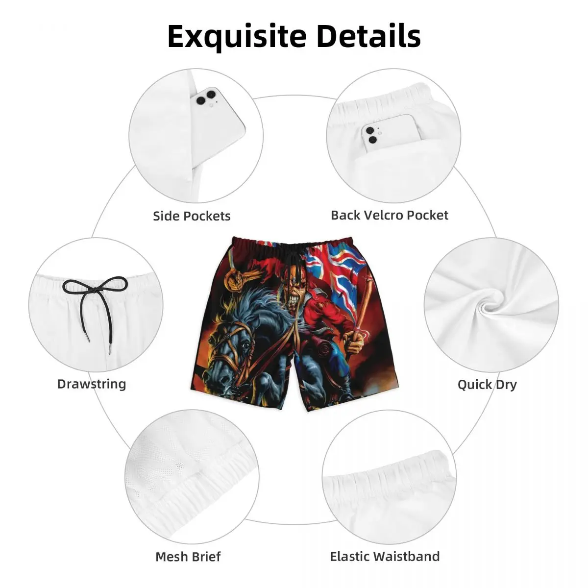 Swimwear Classic Gothic Skull 3D Gym Shorts Summer Hip-Hop Y2K Fun Board Short Pants Male Sports Fitness Breathable Beach Trunks