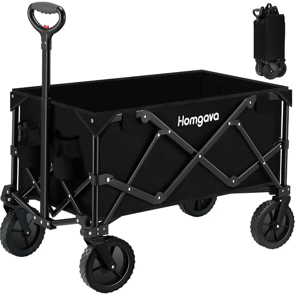 Collapsible Folding Wagon Cart,Heavy Duty Garden Cart with All Terrain Wheels,Portable Large Capacity Utility Wagon Cart